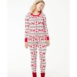 Hanna Andersson Women's Holiday Pajamas Long John Set Size XS Reindeer Christmas
